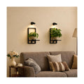 Wall Planters with Grow Lights, Set of 2 Indoor Hanging Shelves for Bedroom, Living Room, Bathroom, Kitchen, Entryway