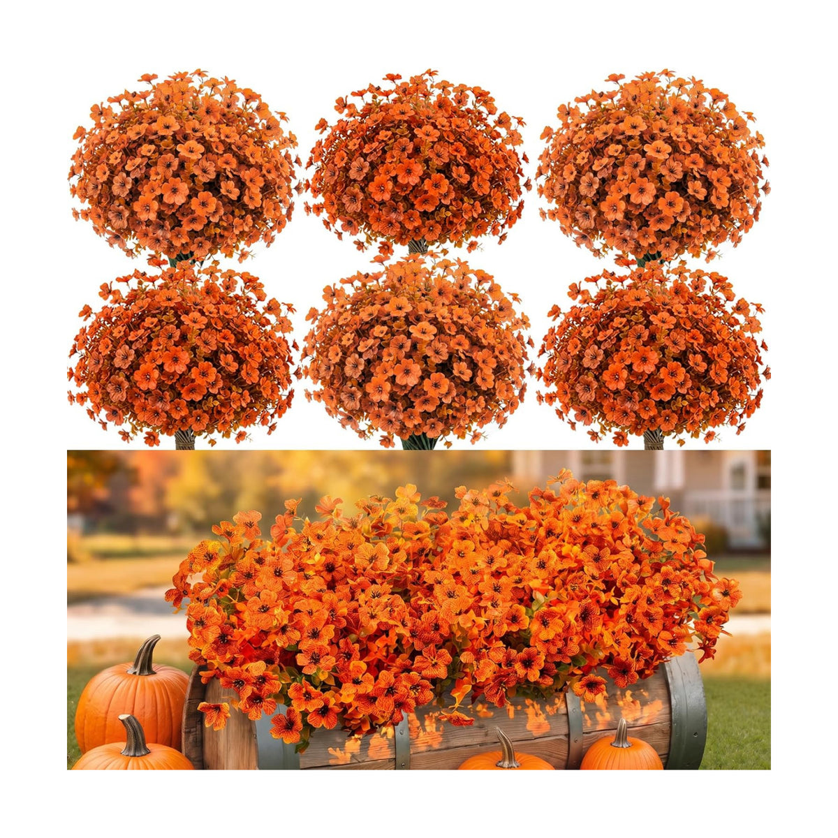 30 Pcs Artificial Fall Flowers for Outdoors Fake Mums Fall Decor