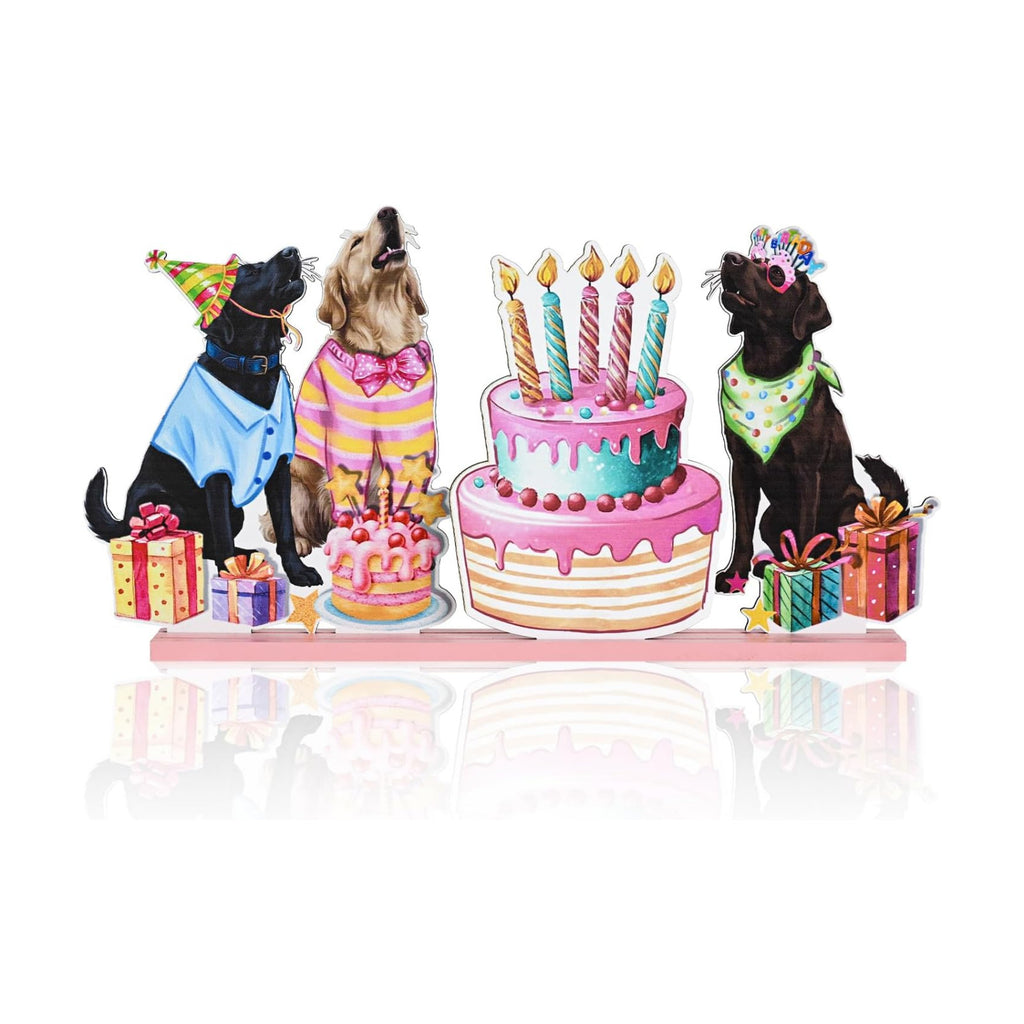 Smile Birthday Wooden Standing Decor Dog Party Cake Tiered Tray