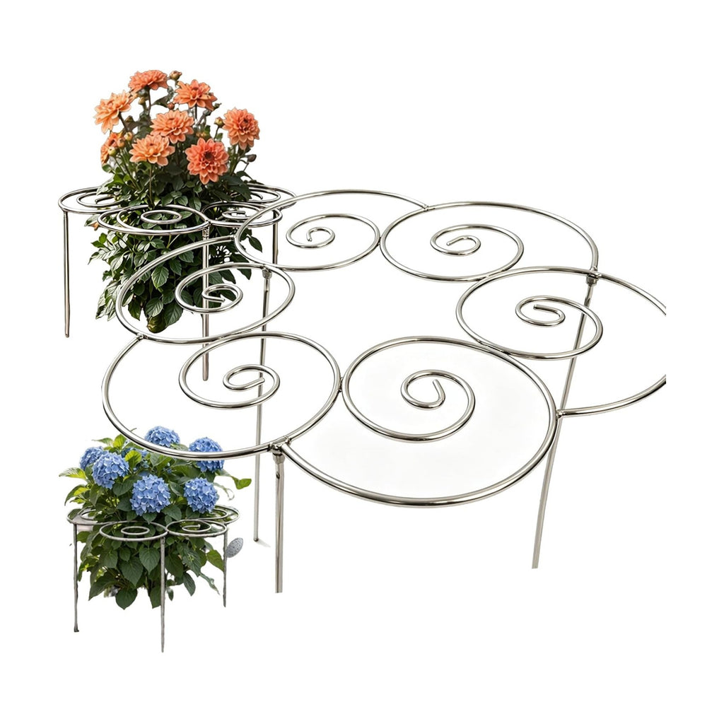 Metal Plant Support Ring for Garden - Stackable Grow Through Plant Stakes, Decorative Half Round Supports for Indoor