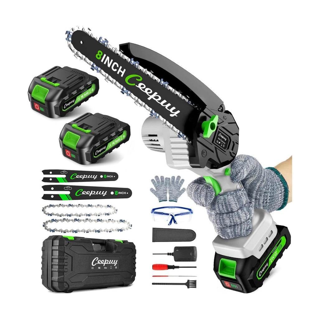 CEEPUY Mini Chainsaw Cordless, 8/6 Inch Portable Electric Chainsaw with Automatic Oiler/Security Lock/Battery Powered