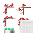 MorningRo 4 Pcs Cardinal Bird Door Frame Topper Red Bird Metal Wall Art