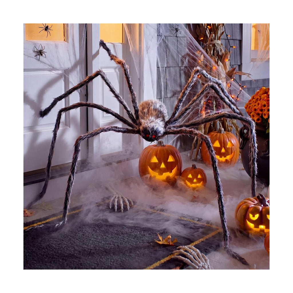 Blueweenly 6.5 ft Giant Spider Halloween Decorations Outdoor, Hairy Gray