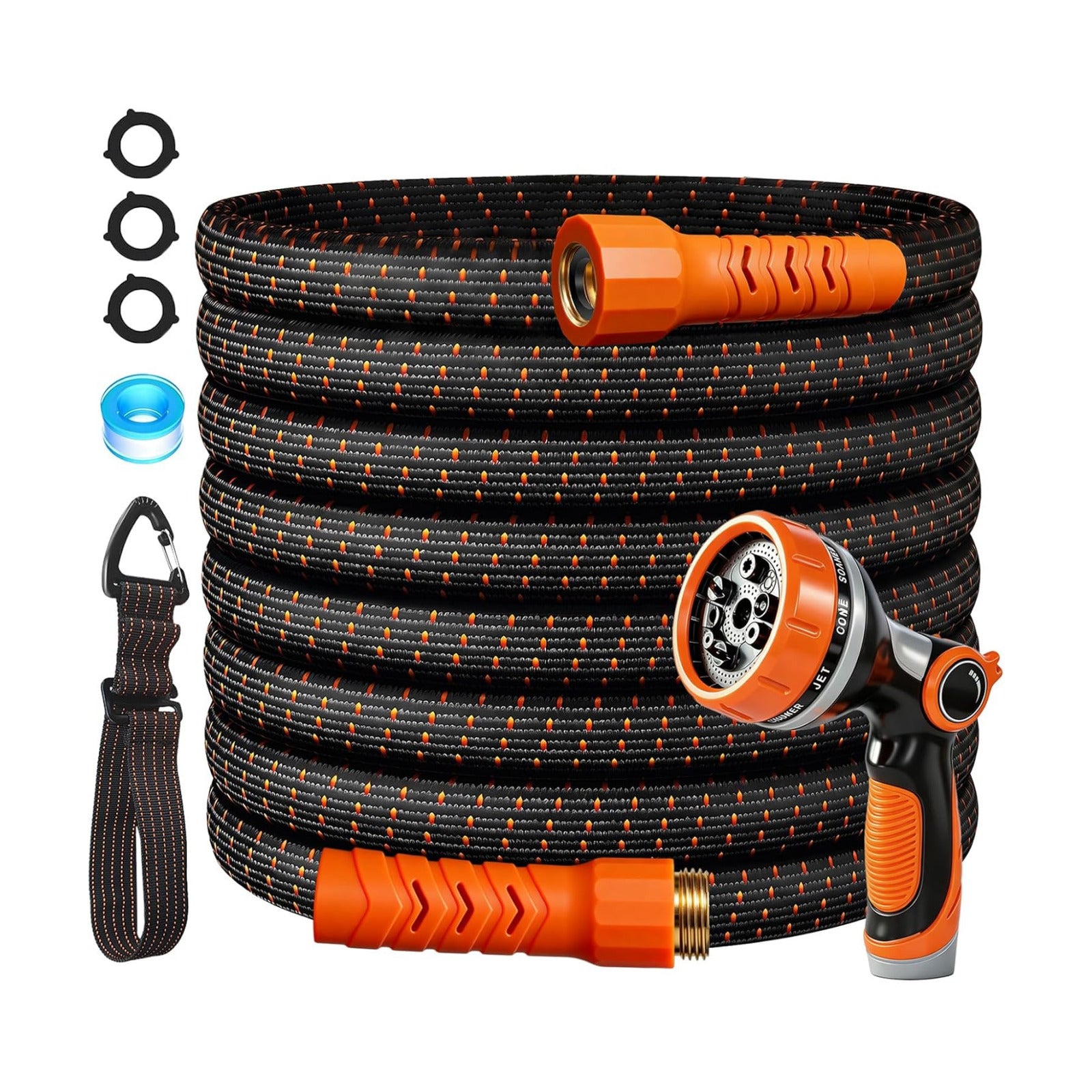 50FT Flexible Garden Hose & 10Modes Nozzle,Lightweight Water Hose,Kink-Free,All-Weather Heavy Duty Hose for RV,Boat,Car