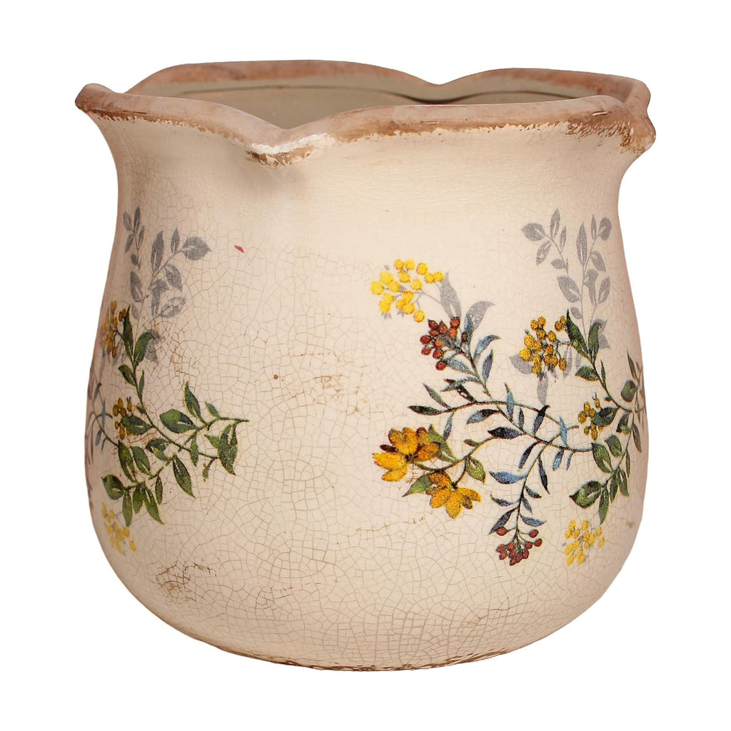 Ceramic Flower Vase, Rustic Farmhouse Vases & Planting Pots with Drainage