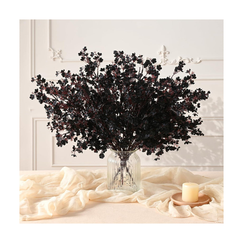 30 Pcs Baby Breath Flowers Artificial Bulk, Fake Fall Flowers, Black