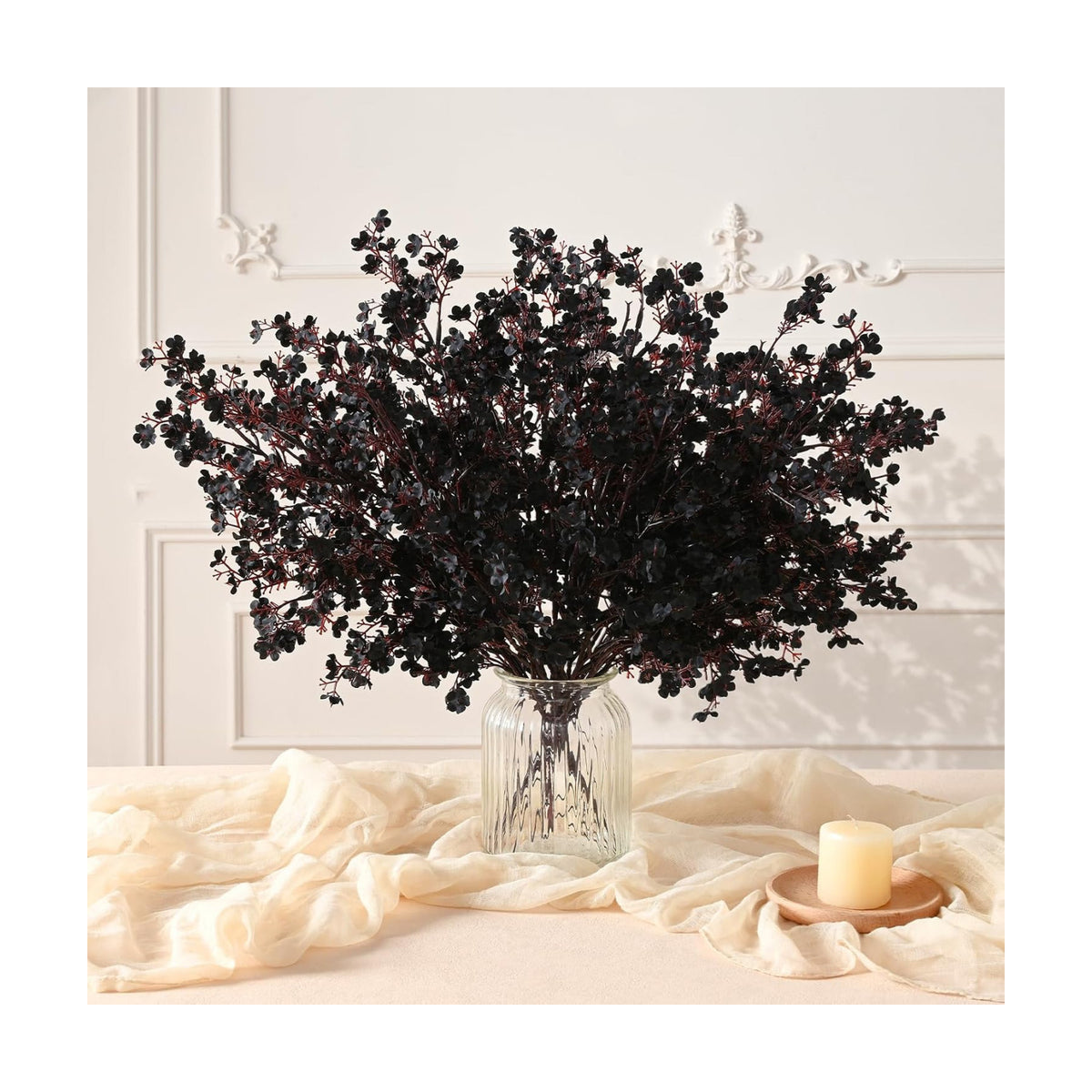 30 Pcs Baby Breath Flowers Artificial Bulk, Fake Fall Flowers, Black