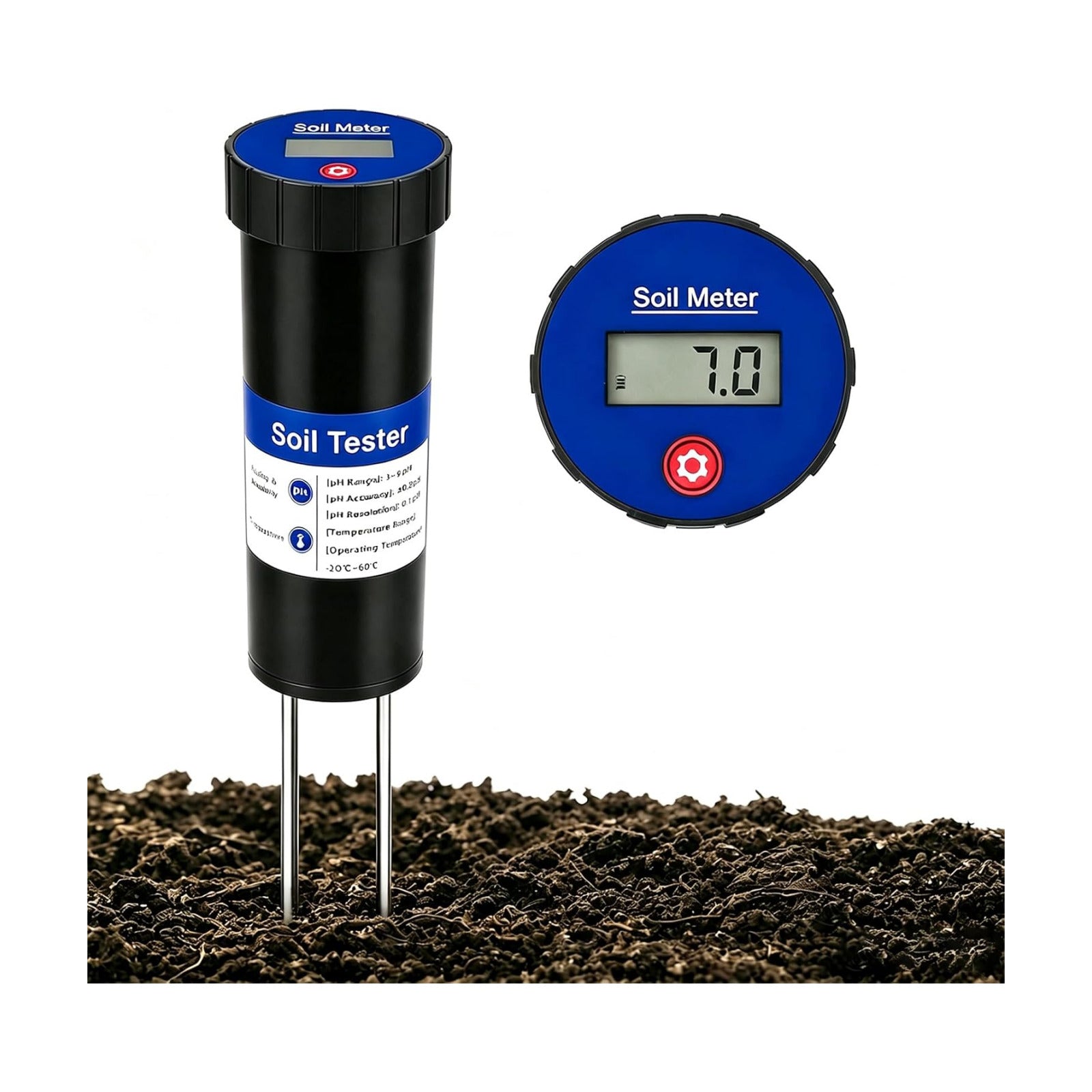 Digital Soil pH Meter – Industrial-Grade 3-8 pH Range Tester with Calibration-Free LCD Display, High Accuracy Soil pH
