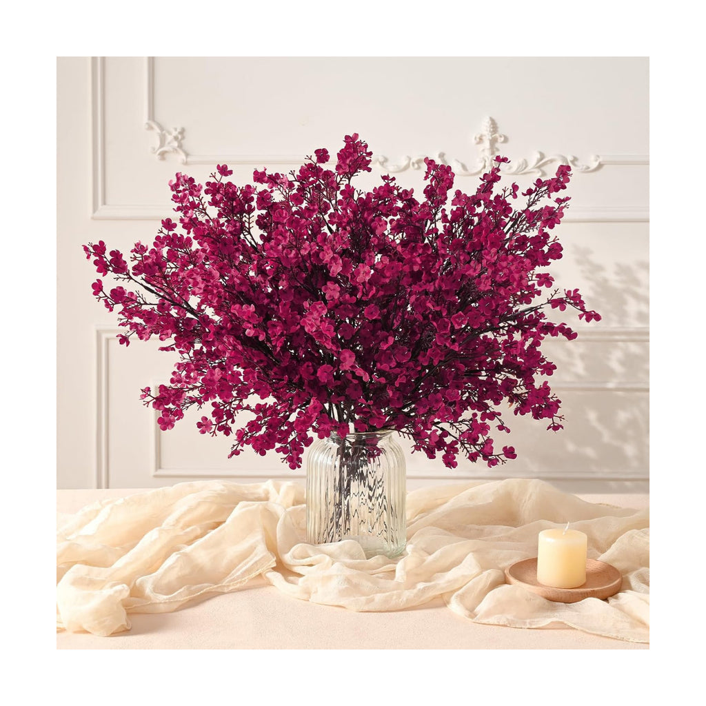 30 Pcs Baby Breath Flowers Artificial Bulk, Fake Fall Flowers, Burgundy