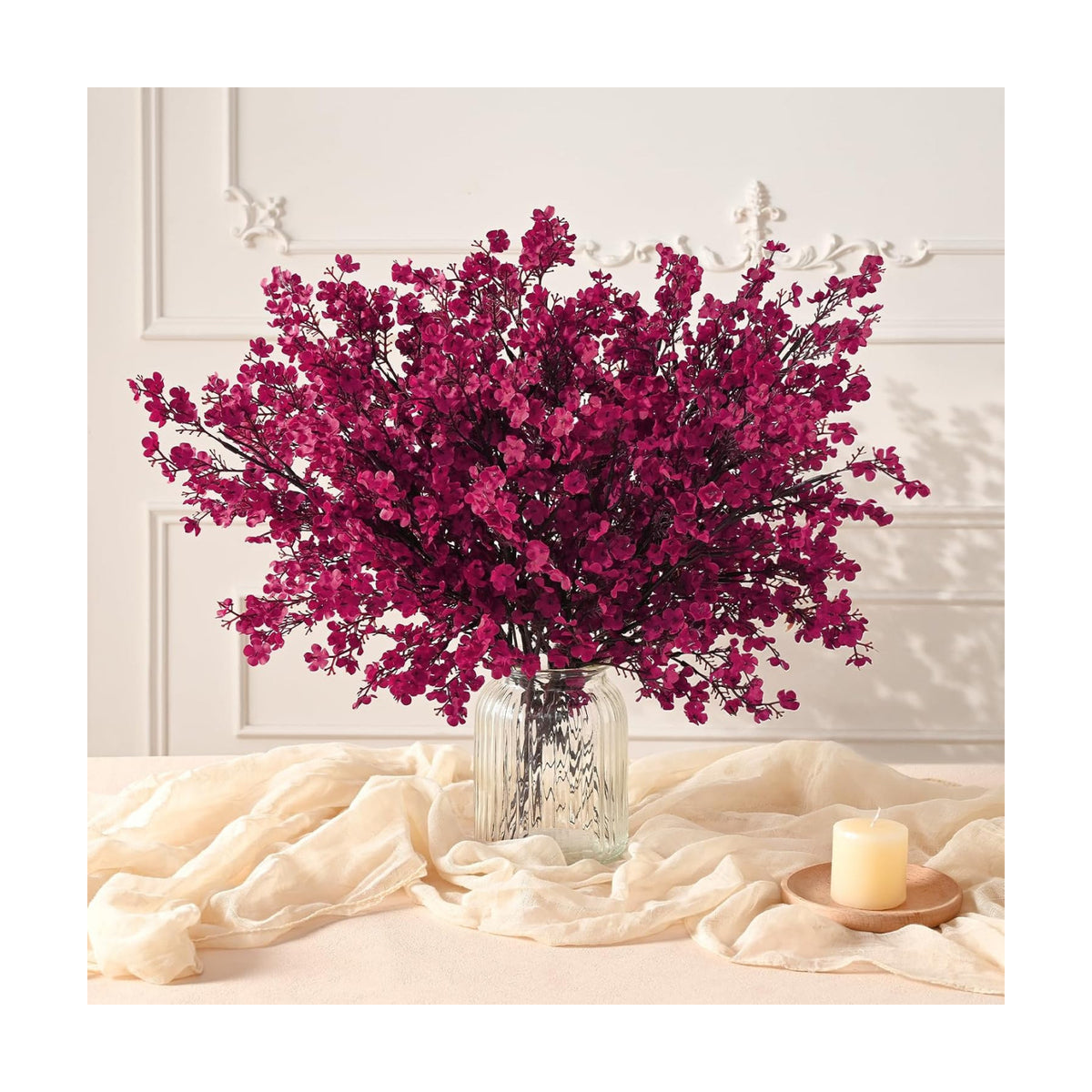 30 Pcs Baby Breath Flowers Artificial Bulk, Fake Fall Flowers, Burgundy