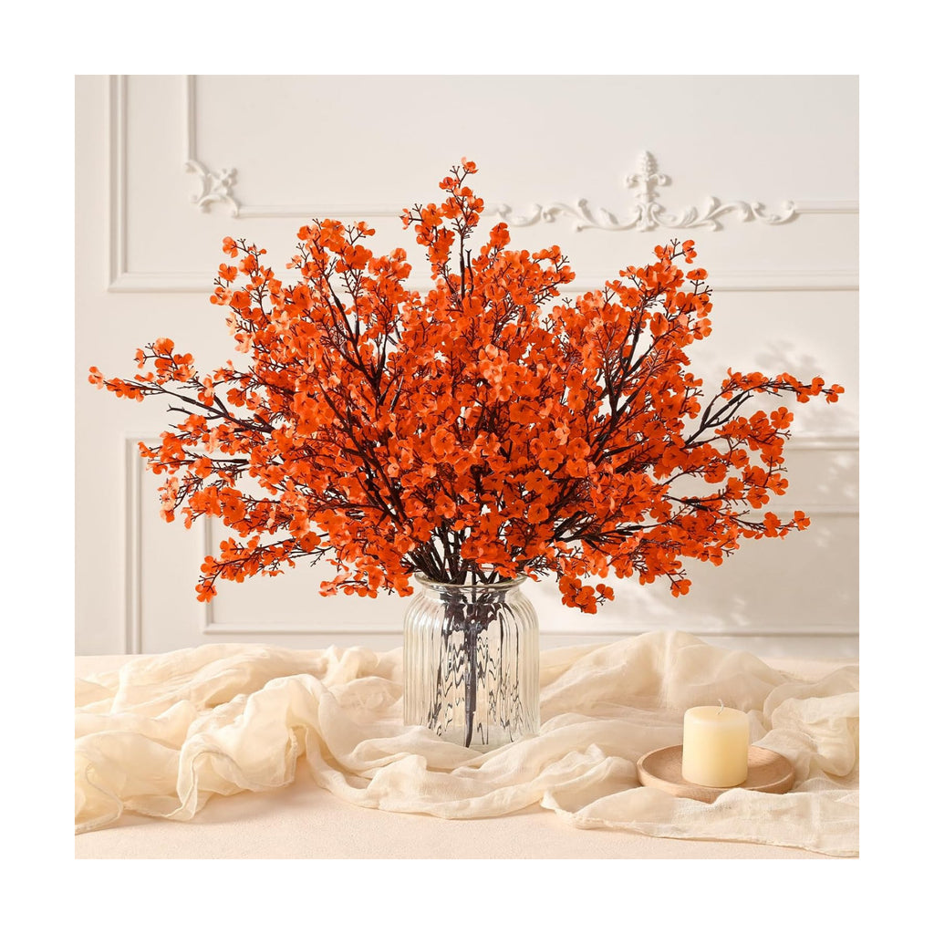 30 Pcs Baby Breath Flowers Artificial Bulk, Fake Fall Flowers, Orange