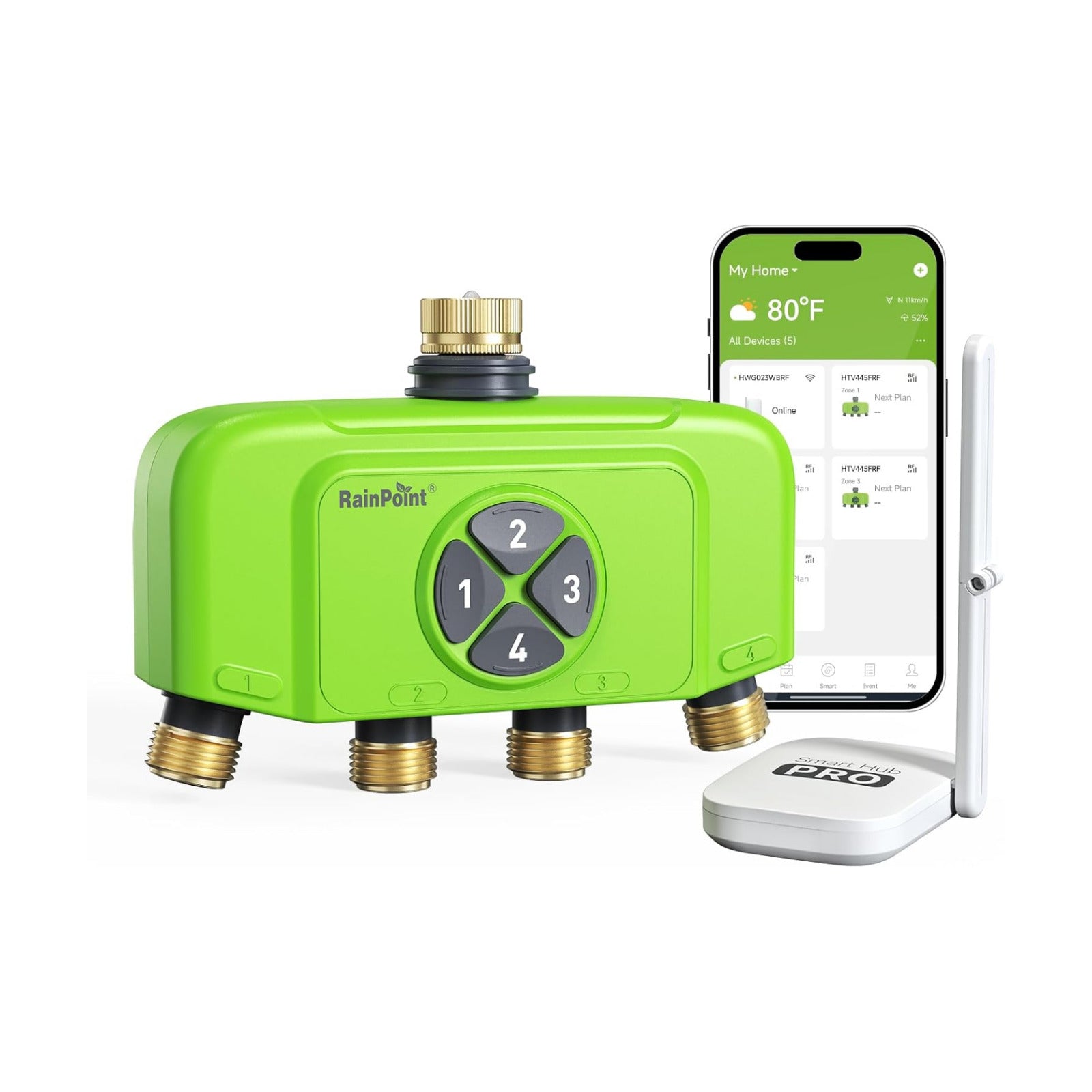 RAINPOINT WiFi Smart Sprinkler Timer, Outdoor Garden Hose Water Timer with Solid Brass Inlet & Outlet, Custom