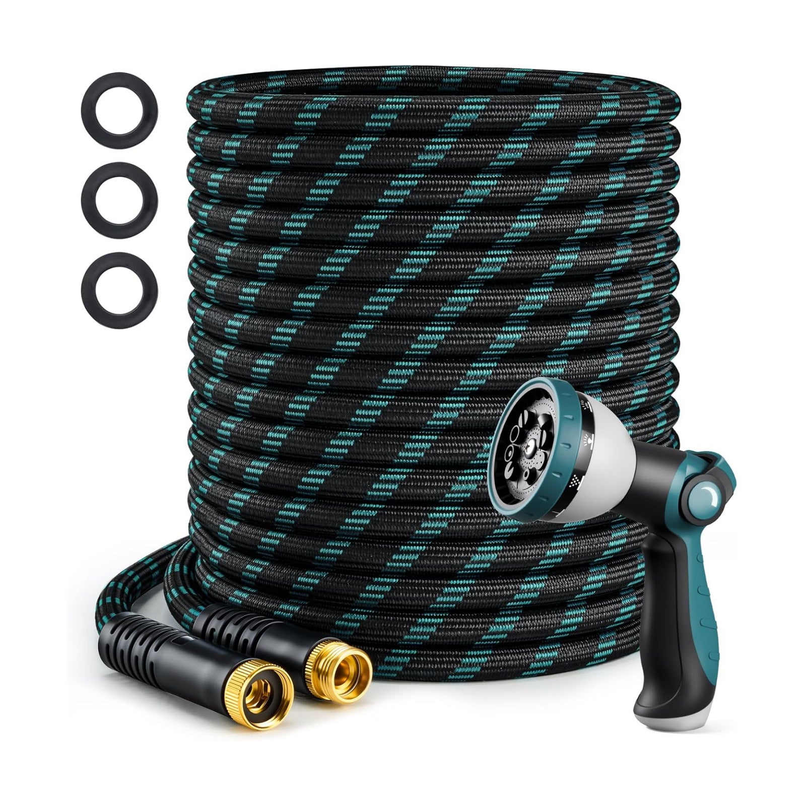 Garden Hose 50FT, Ultra Lightweight Flexible Water Hose with 10-Function Spray Nozzle, Kink-Free and Leak-Proof Design