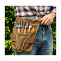 Gardening Tool Pouch for Waist, Hands-Free Canvas Tool Belt with 6 Pockets – Adjustable Waist Apron for Gradenging