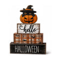 4Pcs Halloween Tabletop Decorations Wooden Cat Pumpkin Signs Gift