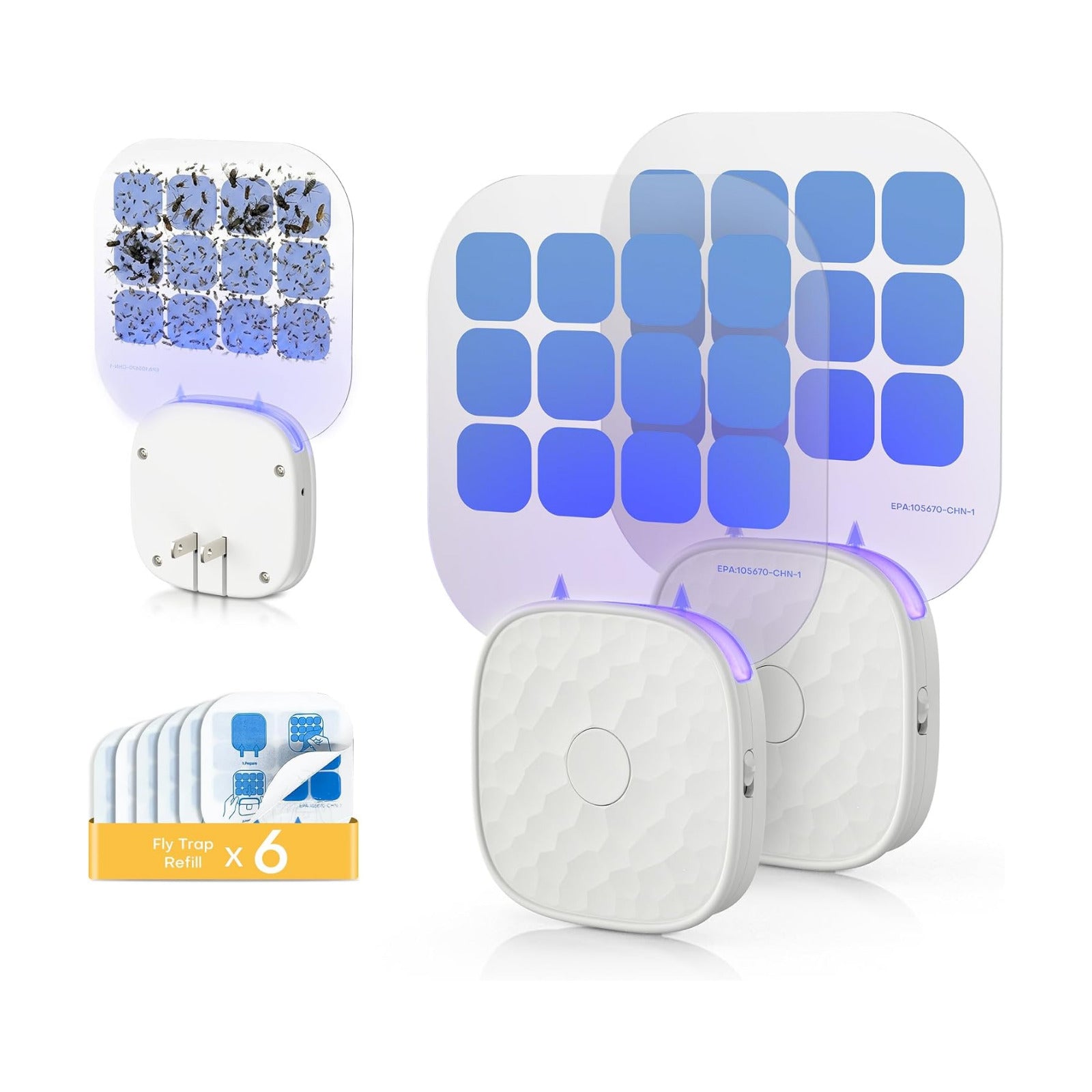 Fruit Fly Traps for Indoors 2 Pack with Double-Sided Sticky Glue Cards | Plug-in Indoor Fly Trap Flying Insect Trap for