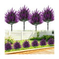 THKFUL 4 Pack Artificial Topiary Ball Trees Outdoor, UV Resistant Fall Faux Boxwood Shrubs with Ground Spikes, Small Fake Grass Bushes for Front Porch Planters, Garden & Indoor Autumn Decor