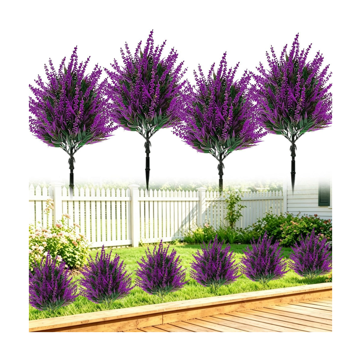 THKFUL 4 Pack Artificial Topiary Ball Trees Outdoor, UV Resistant Fall Faux Boxwood Shrubs with Ground Spikes, Small Fake Grass Bushes for Front Porch Planters, Garden & Indoor Autumn Decor