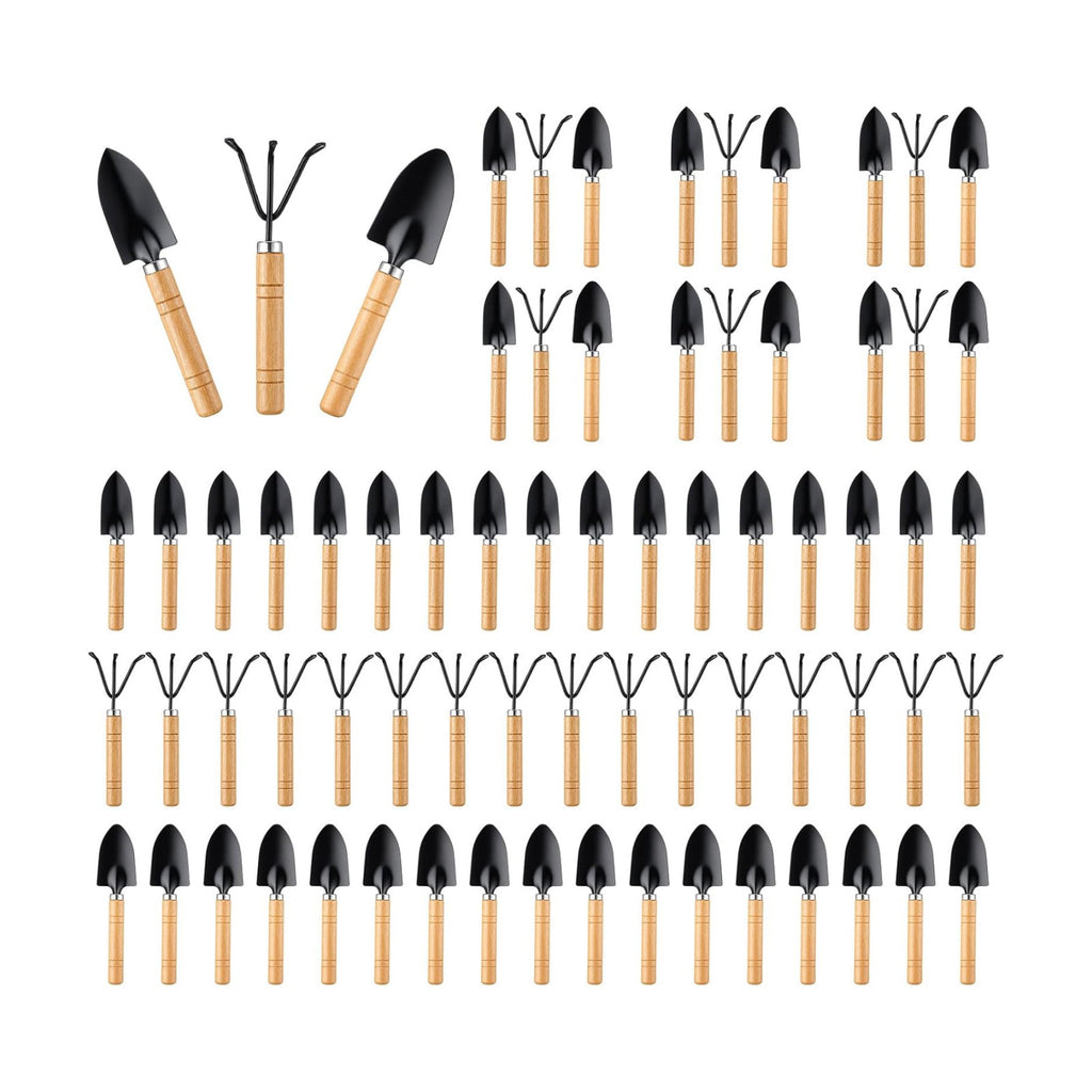 72 Pcs Mini Gardening Tools Kit with Small Trowel Mini Shovel & Hand Rake Rust Resistant Iron Succulent Tools with Wood