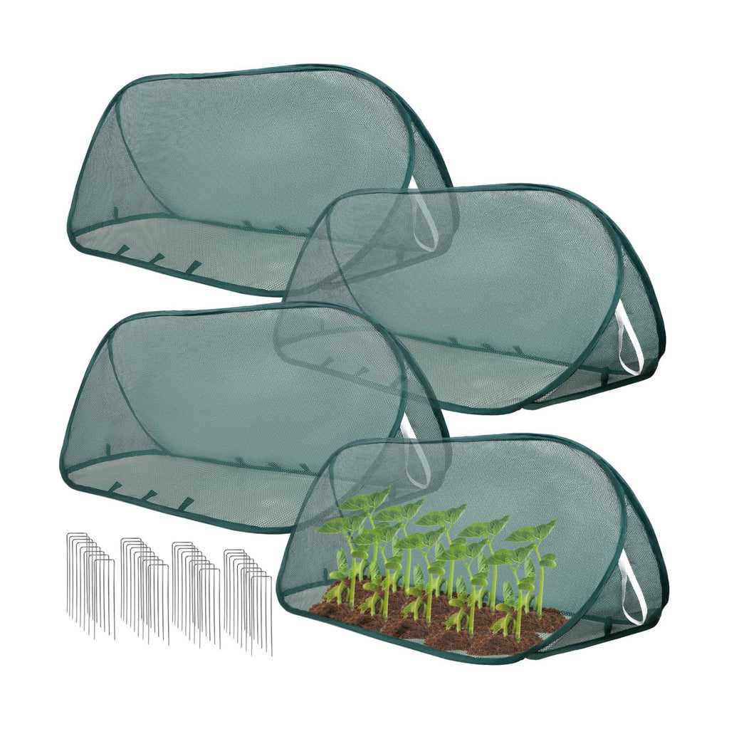 4 Pcs Pop Up Garden Mesh Plant Cover, 39" x 15" x 15" Foldable Plant Protector Net Cage for Raised Beds, Vegetables