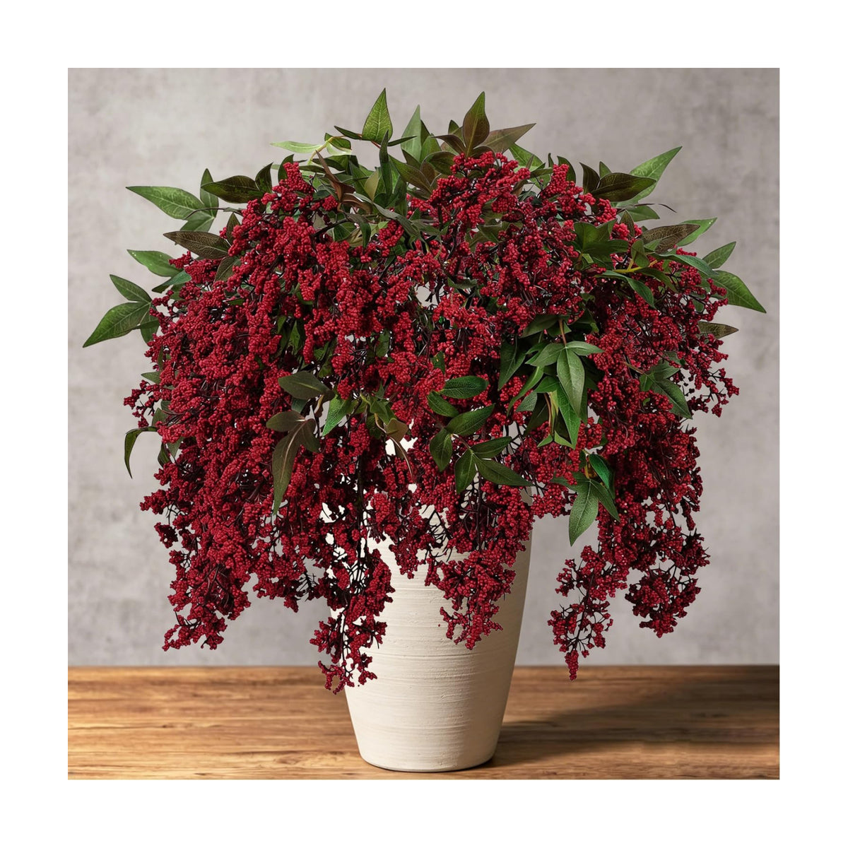 43 Inch Artificial Nandina Berry Stems for Christmas Realistic Floral Picks