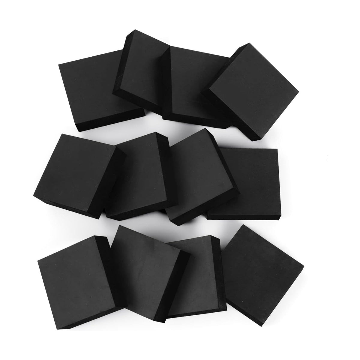12 Pack Large 2" Wide x 0.6" Solid Square Rubber Pots Feet