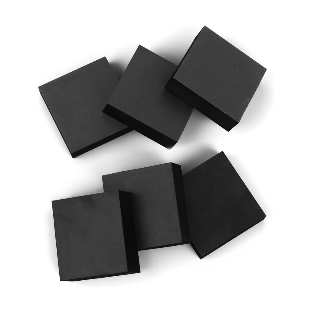 6 Pack Large 2" Wide x 0.6" Solid Square Rubber Pot Risers