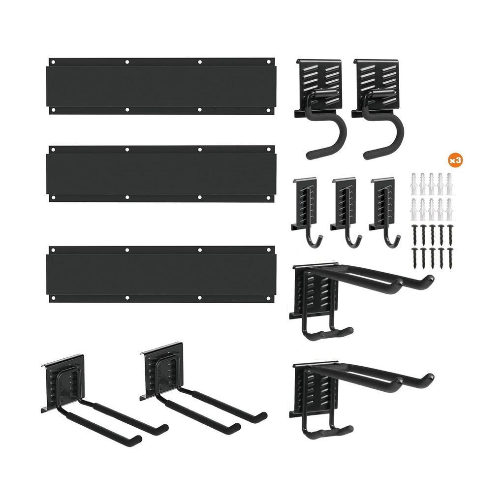 Heavy Duty Tool Hooks Set - Wall Mount Garage Tool Organizer, Multipurpose Metal Storage Hanger for Garden Tools Broom