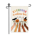 Everyone Is Welcome Here Garden Flag 12x18 Inch Double Sided, Inclusive Pumpkin Ghost Skull Yard Flag, Fall Outdoor Porch Decor, Diversity Kindness Gifts for Neighbor Friend LGBTQ Supporter