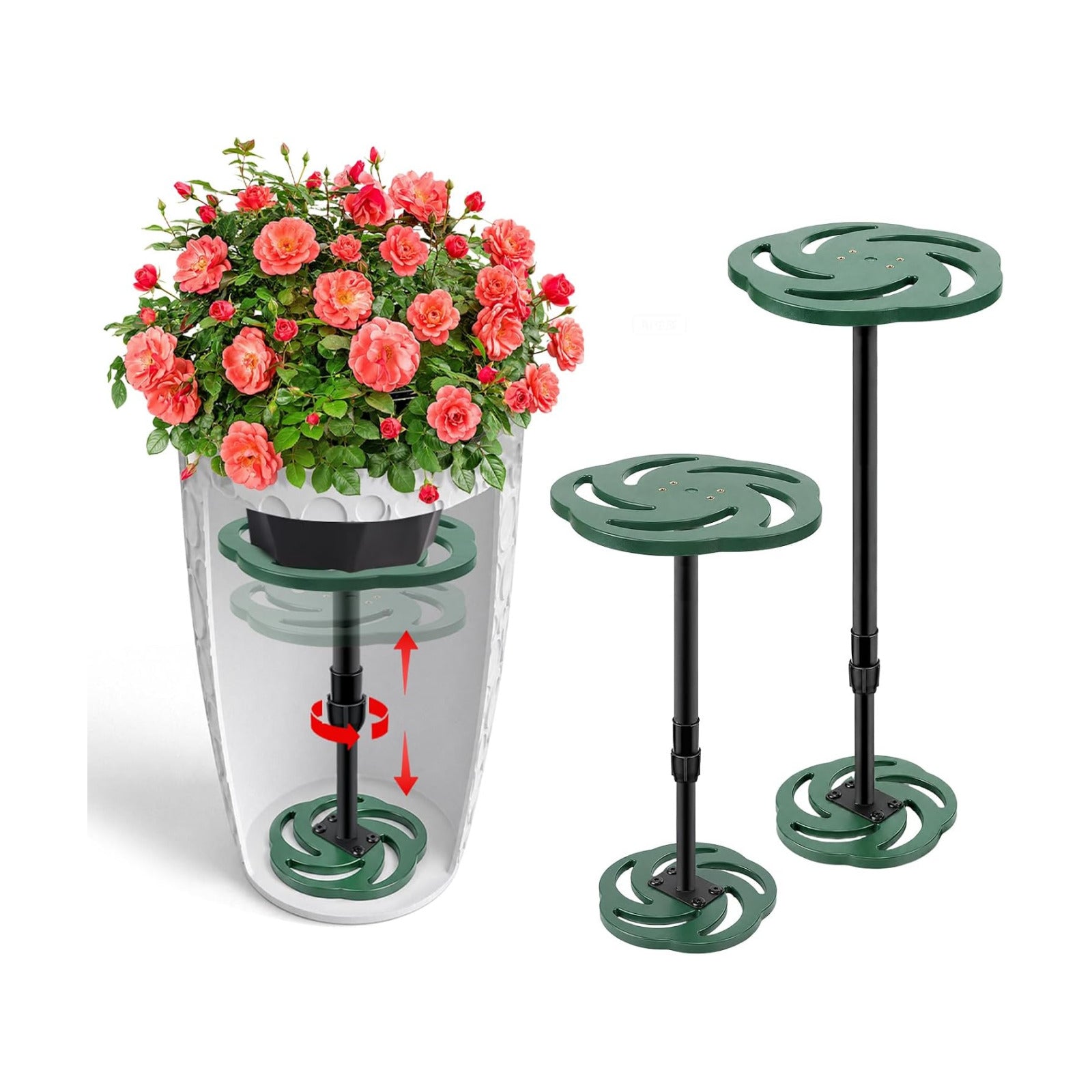 2 Pack Plant Risers for Inside Pots, 12-21" Rise Plastic Planter Inserts | Adjustable Height Planter Inserts for Large