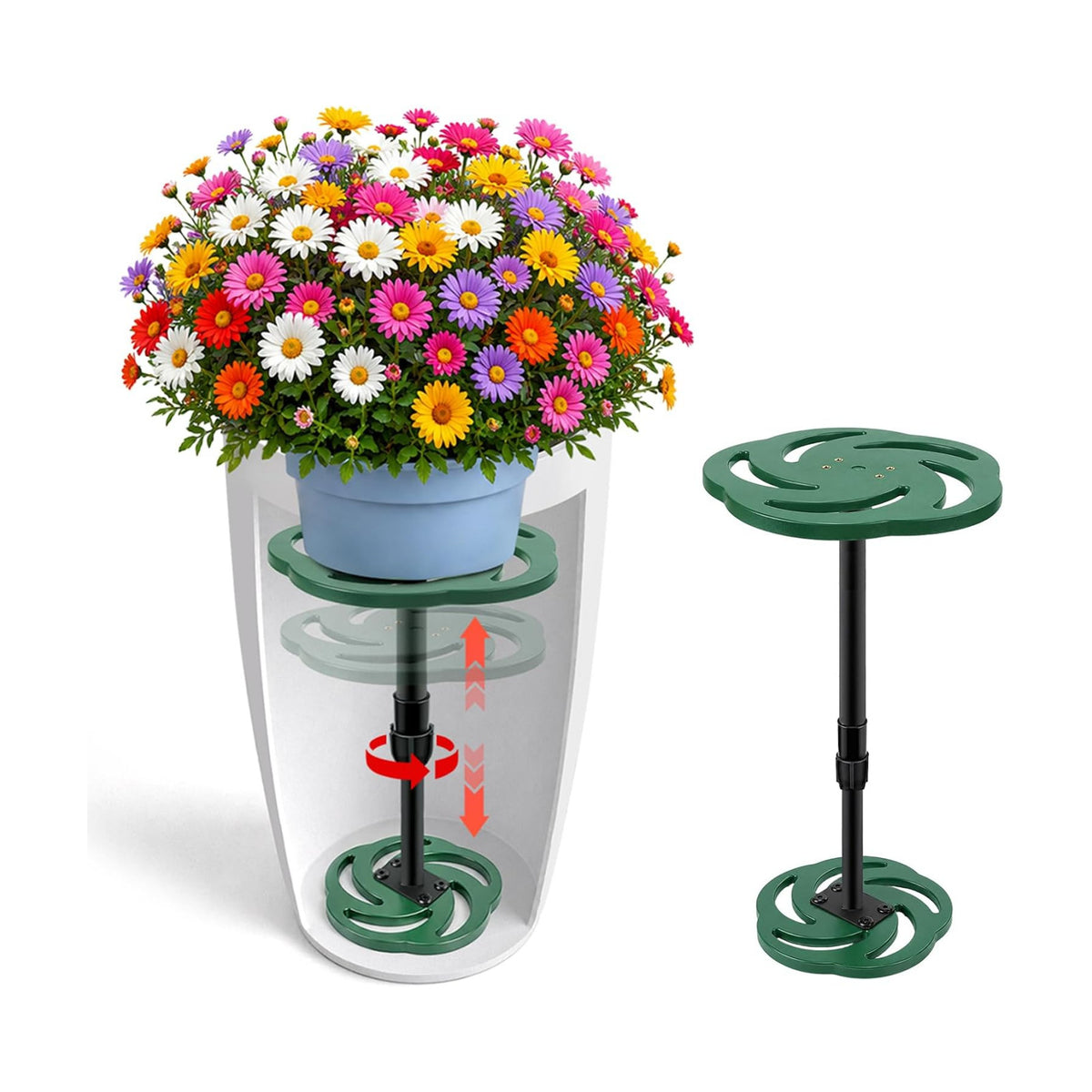 KJX Plant Risers for Inside Pots, 12-21" Adjustable Height Plant Riser
