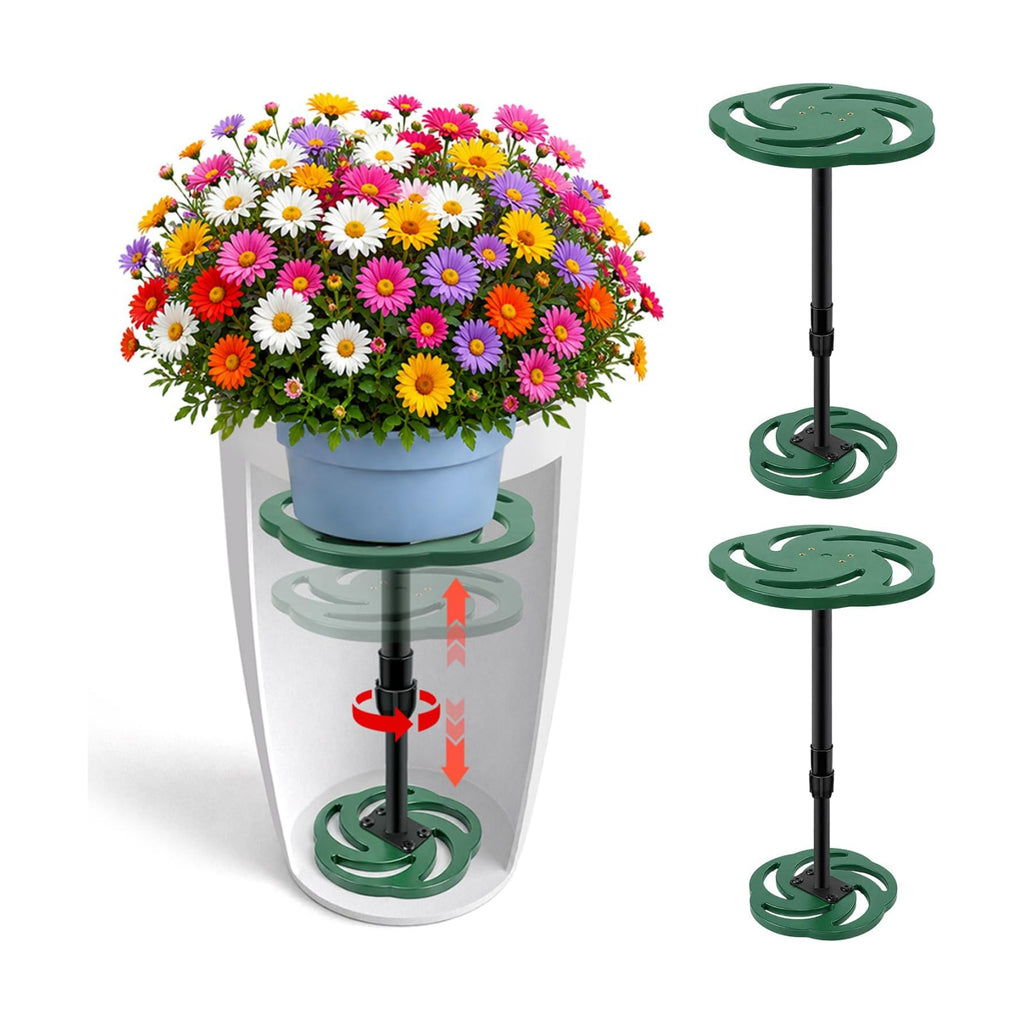 2 Pack Plant Risers for Inside Pots, 12-21" Adjustable Height Plant Riser | Plastic Planter Inserts for Large Tall