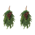 2PCS 28’’ Lush Cedar Pine Swag with Big Pine Cones, Christmas Teardrop Swag