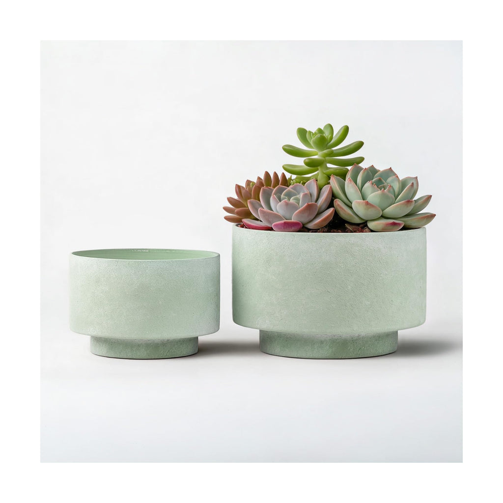 Succulent Pots, 8"+6" Plant Pots, Ceramic Planters for Indoor Plants | 2-piece set with drainage holes, hand-painted