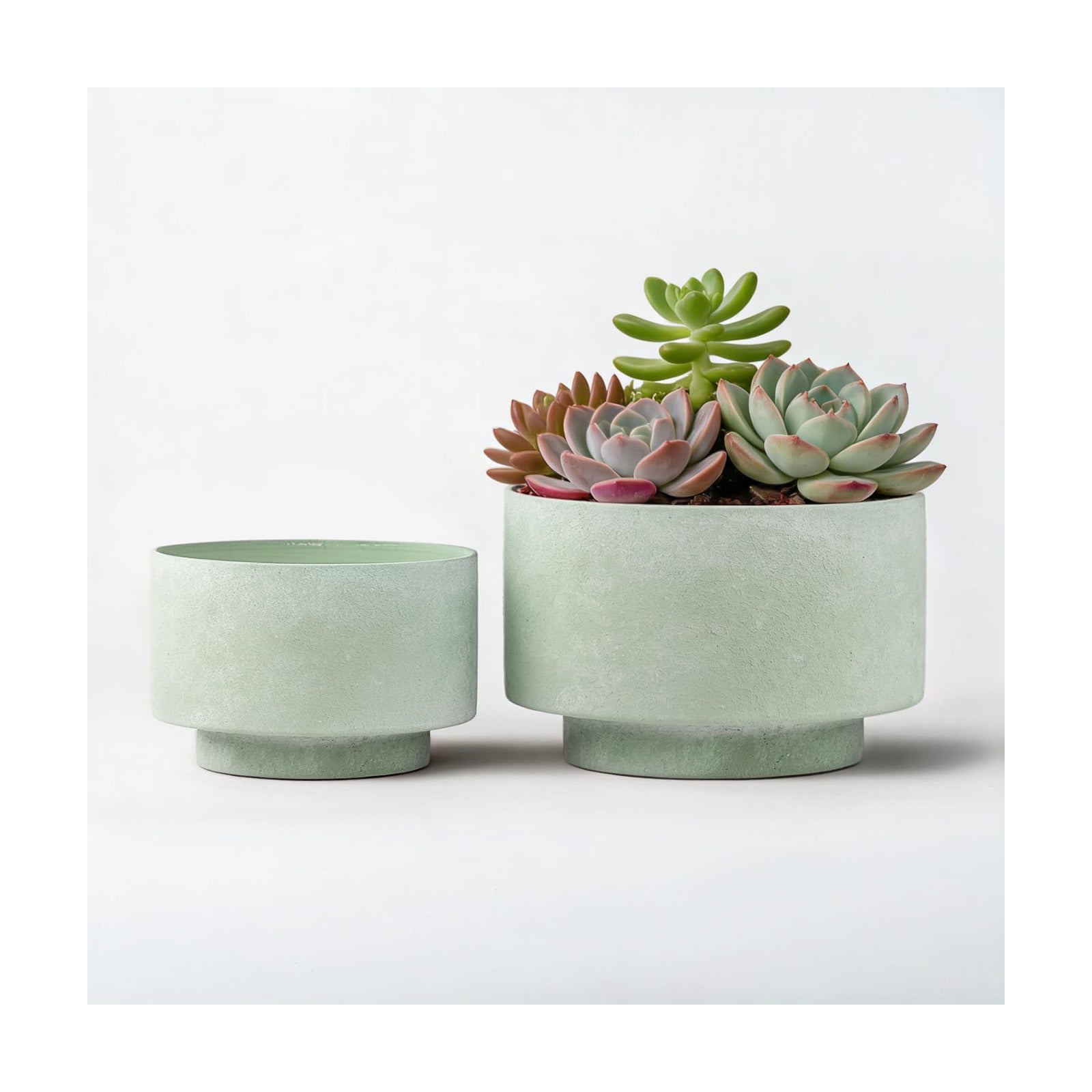 Succulent Pots, 8"+6" Plant Pots, Ceramic Planters for Indoor Plants | 2-piece set with drainage holes, hand-painted