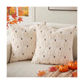 Fall Beige Pillow Covers 18x18 Set of 2 Double-Sided Pumpkin Plush