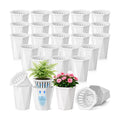 24 Pcs 4" Self Watering Pots for Indoor Plants Plastic Mini Self Water Pots Bulk White Small Flower Planter with Inner