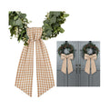 2 Pack Wreath Sash for Front Door Boxwood Wreath Sash Garland Front Door Porch Decor(White and Beige Plaid)
