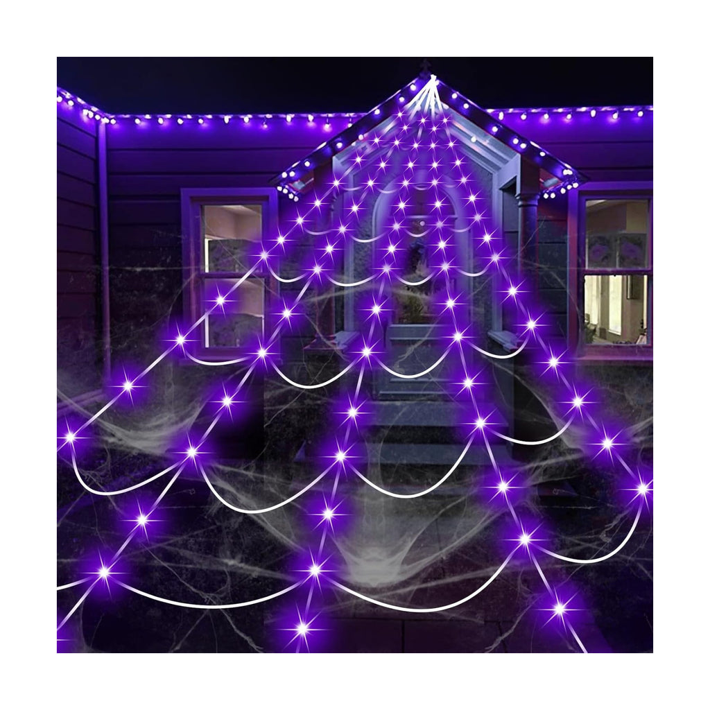 Halloween Decorations Spider Web Lights, 250 LED 16.4Ft Light Up Spider Web