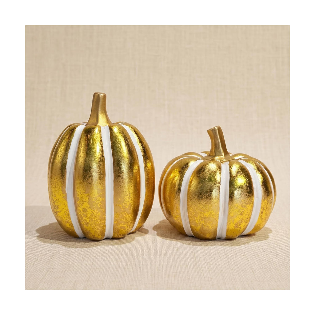 FESTGLOX 2Pcs Resin Pumpkin Figurines, Fall Thanksgiving Decor