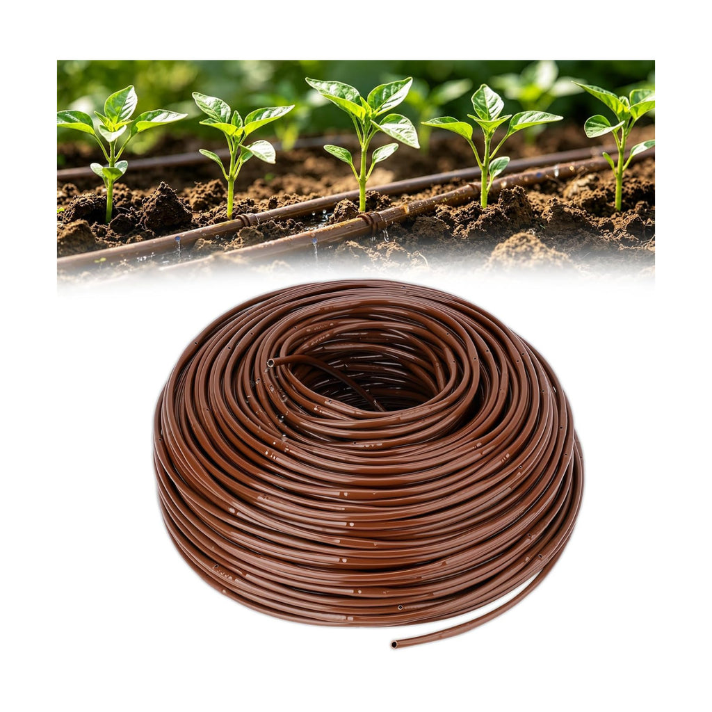 492FT 1/4" Drip Irrigation Tubing with 6" Emitter Spacing, Hydroponics Dripline Hose with Built-in 0.5 GPH Dripper Drip