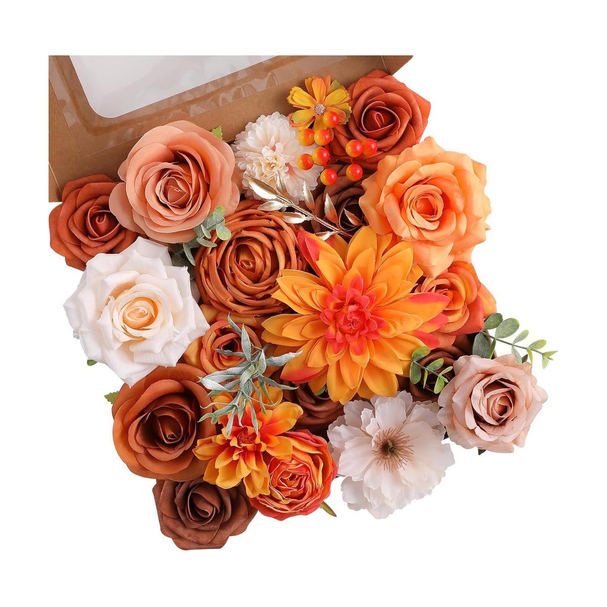 Floweroyal Artificial Flowers Fake Rose Flowers Dahlia with Stems for DIY Wedding Bridal Bouquets, Baby Shower, Floral Arrangement, Table Centerpieces, Home Decorations