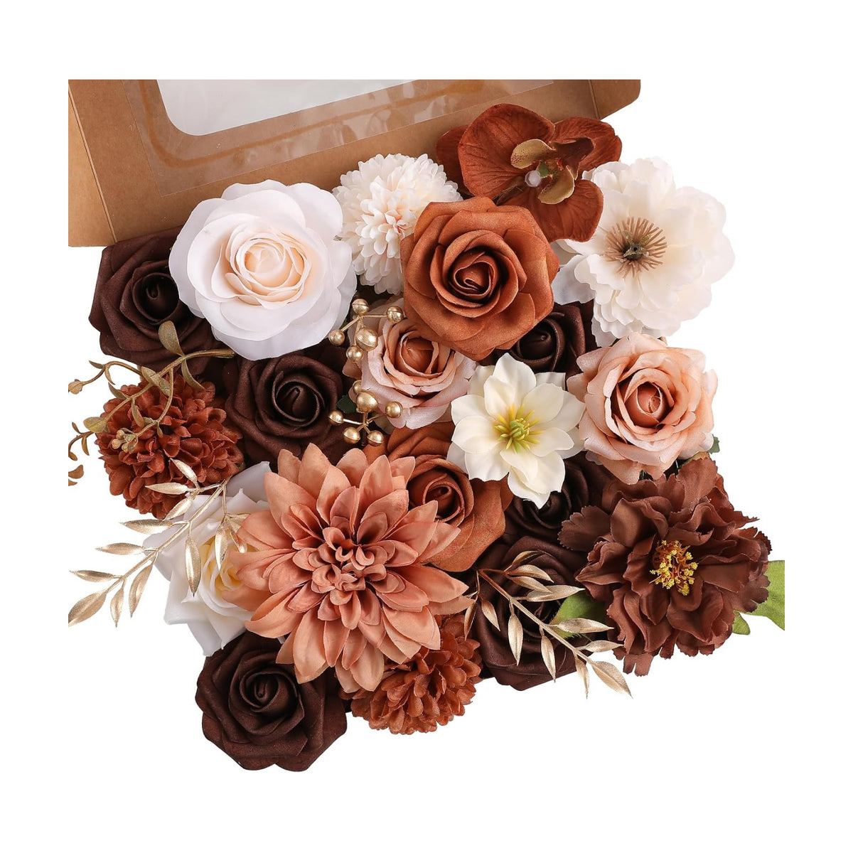 Floweroyal Artificial Flowers Fake Rose Flowers Dahlia with Stems for DIY Wedding Bridal Bouquets, Baby Shower, Floral Arrangement, Table Centerpieces, Home Decorations