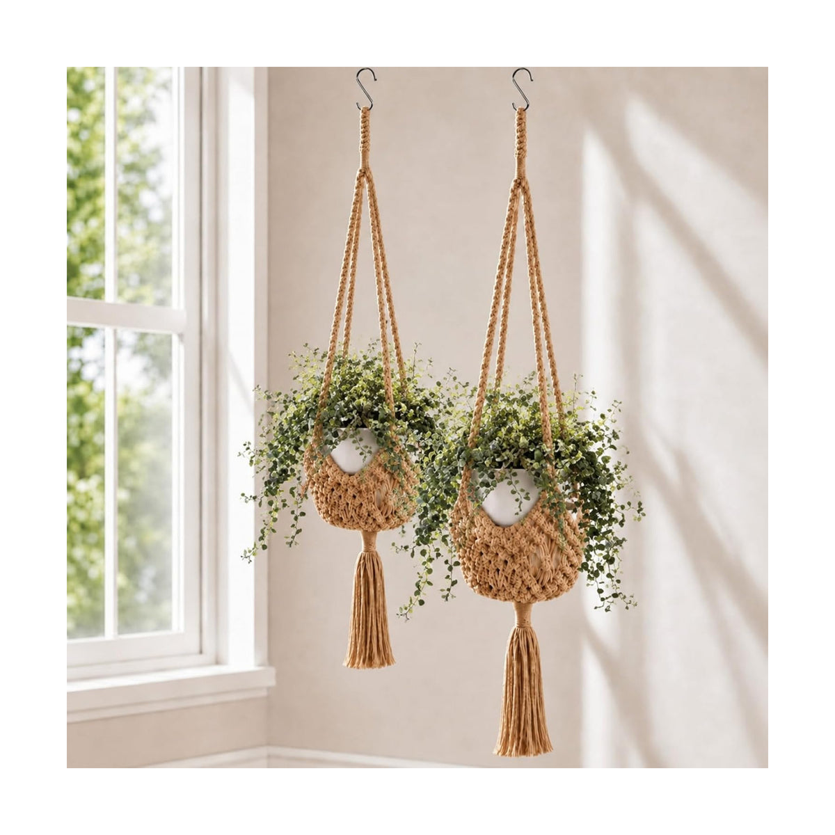 Shappy 2 Pack Boho Macrame Plant Hanger for Indoor