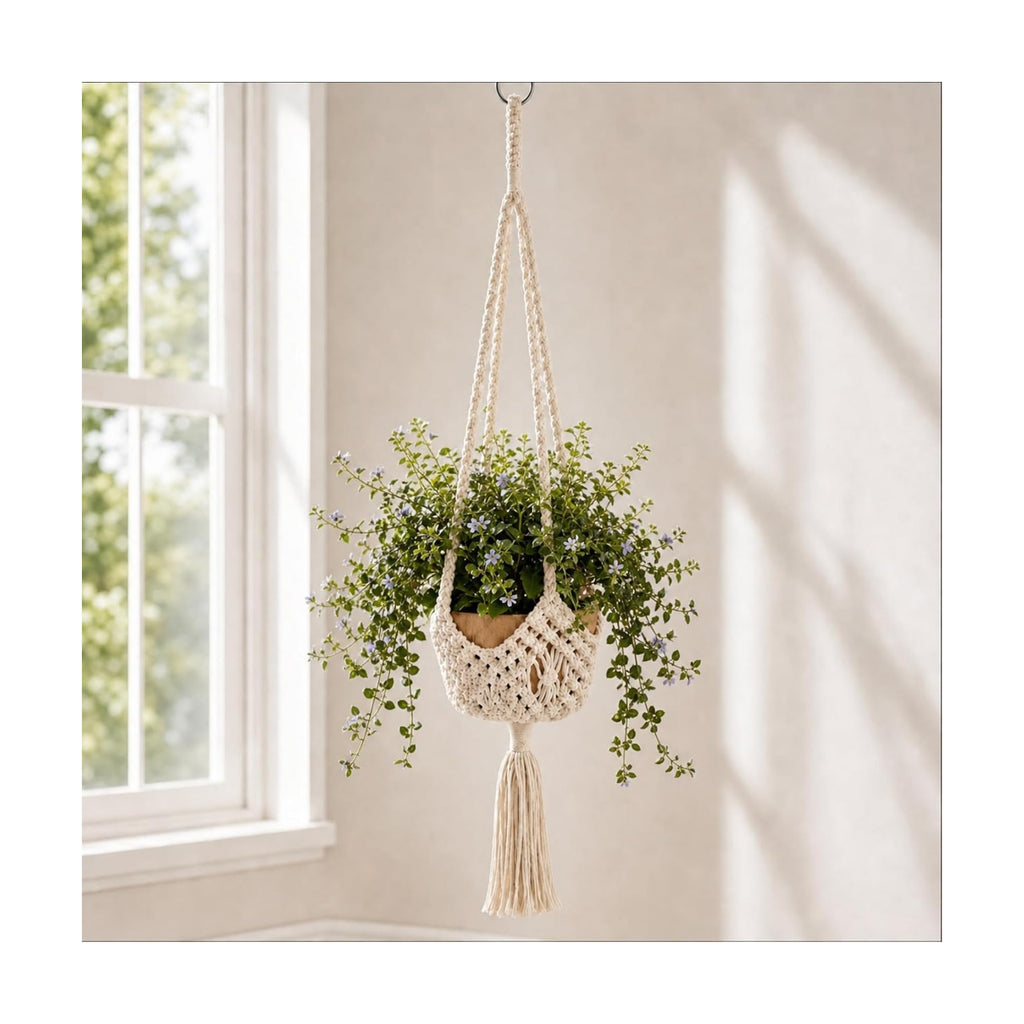 Shappy 1 Pack Boho Macrame Plant Hanger for Indoor
