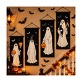 Mixweer 4 Pcs Halloween Ghost Banner Porch Garage Door Hanging Decorations