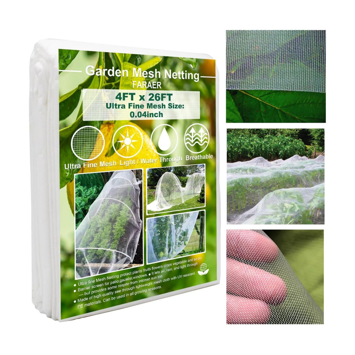 Garden Pest Barrier Netting, Insect Barrier Net 4x26Ft Ultra Fine Netting