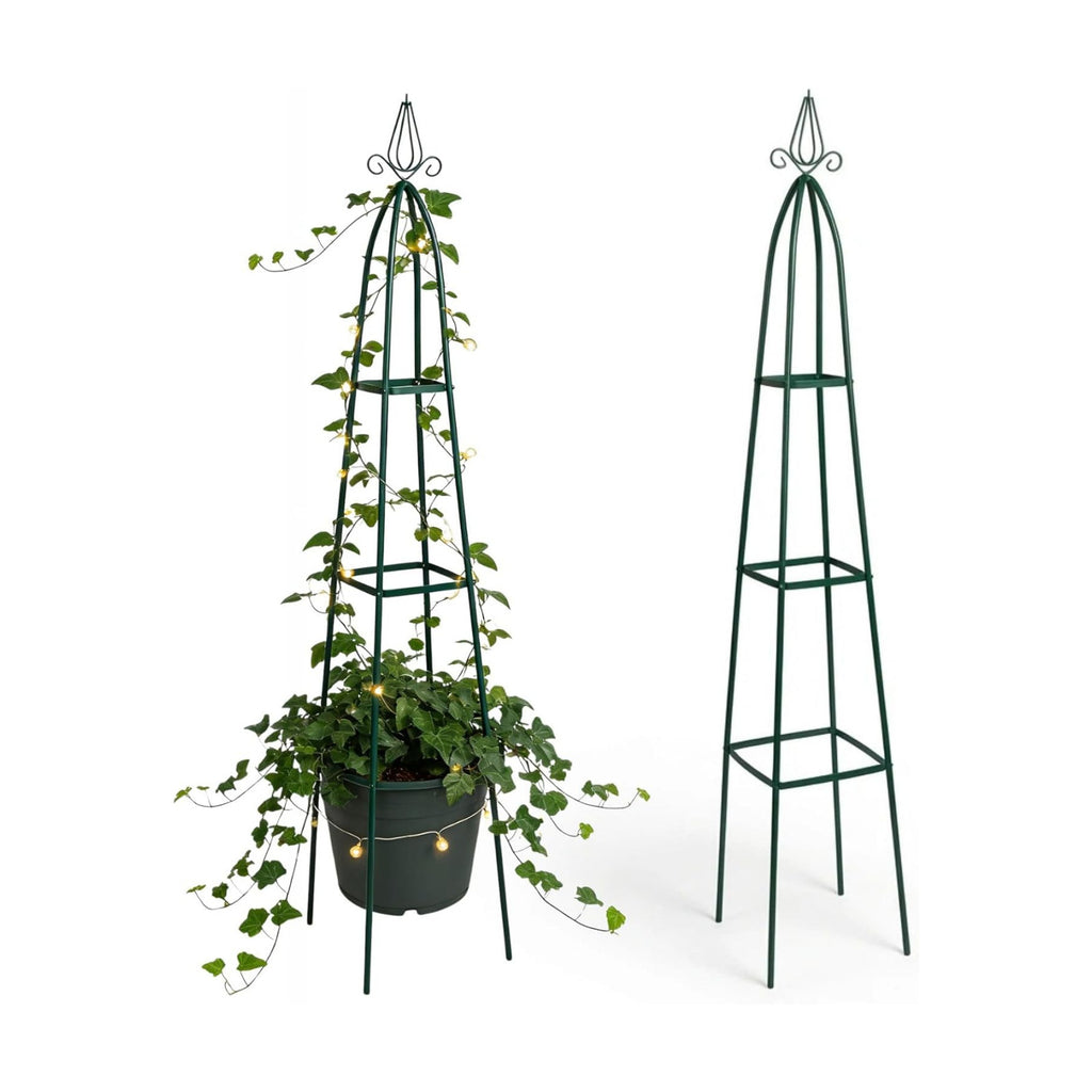 100% Metal Garden Obelisk Trellis for Climbing Plants Outdoor | Powder-Coated Steel Tall Garden Teepee Trellis | Sturdy