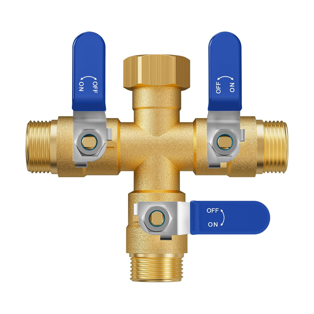 Garden Hose Splitter, 3 Way Heavy Duty Brass hose splitter, Water Hose Bib Spigot Splitter with 0.59" Full Flow Ball