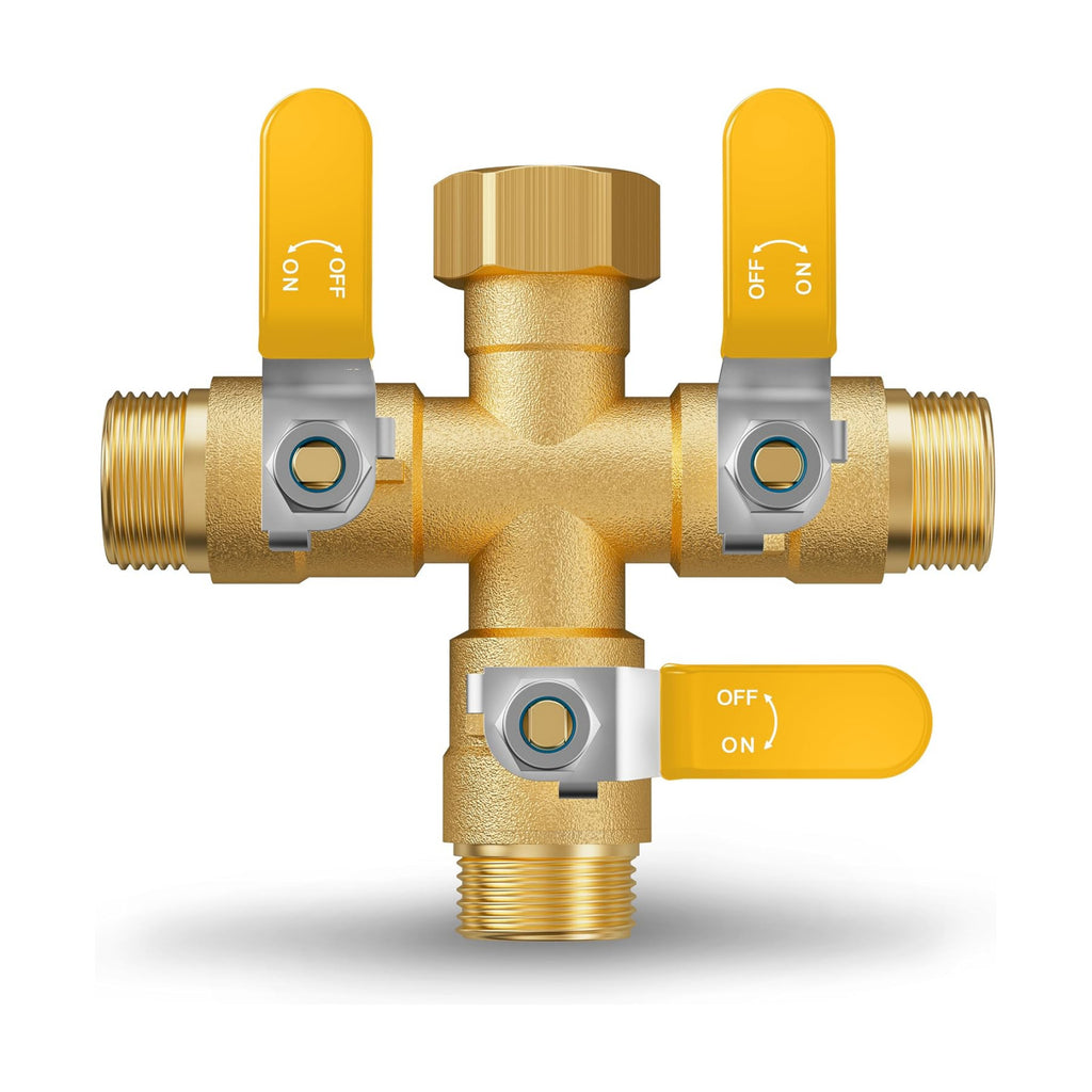 Garden Hose Splitter, 3 Way Heavy Duty Brass hose splitter, Water Hose Bib Spigot Splitter with 0.59" Full Flow Ball